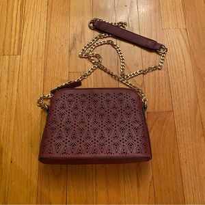 Wine Patterned Crossbody with Gold Chain